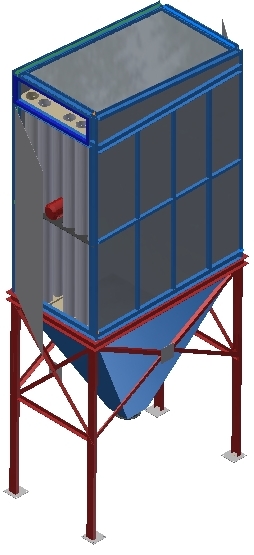 Рукавный фильтр с вертикальным расположением фильтровальных элементов